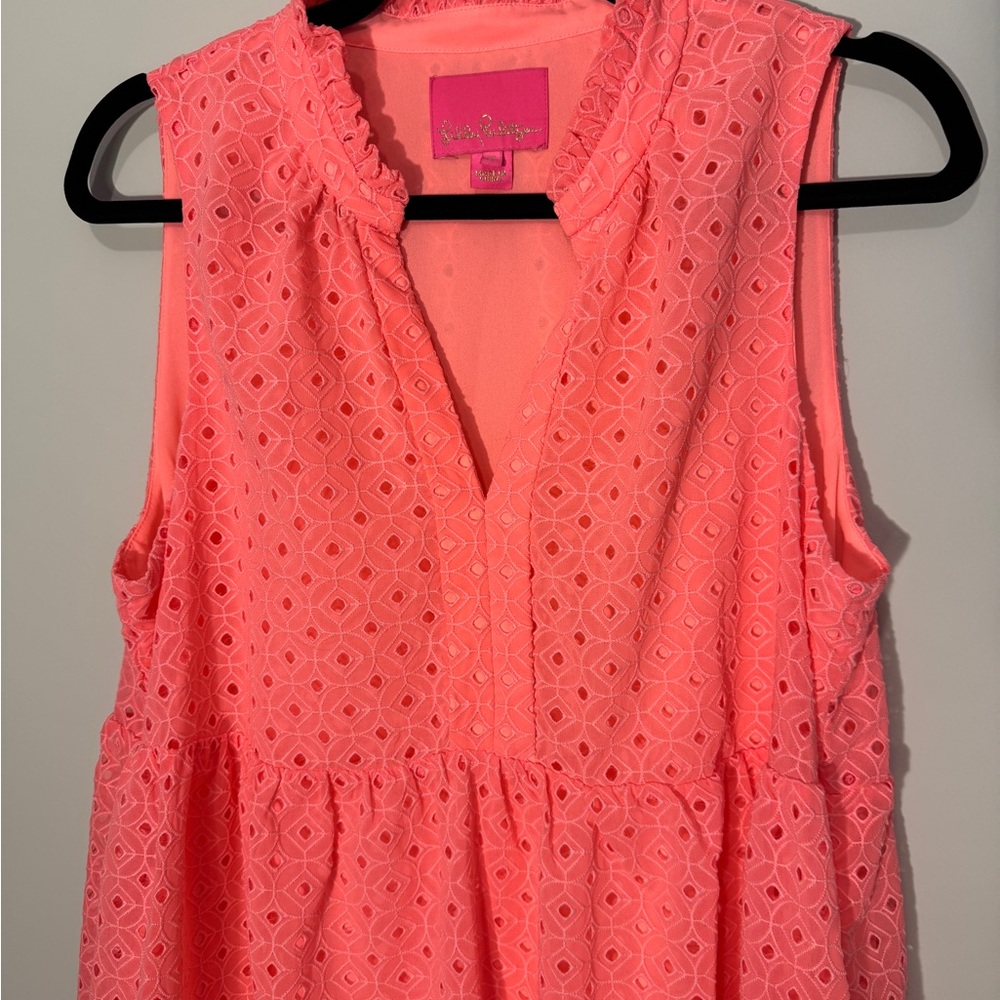 Lilly Pulitzer Novella Eyelet Swing Dress Pink/Coral Size Medium - Picture 4 of 7